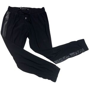 Guess Black Jogger Pants with Vegan Leather Accents Size S
